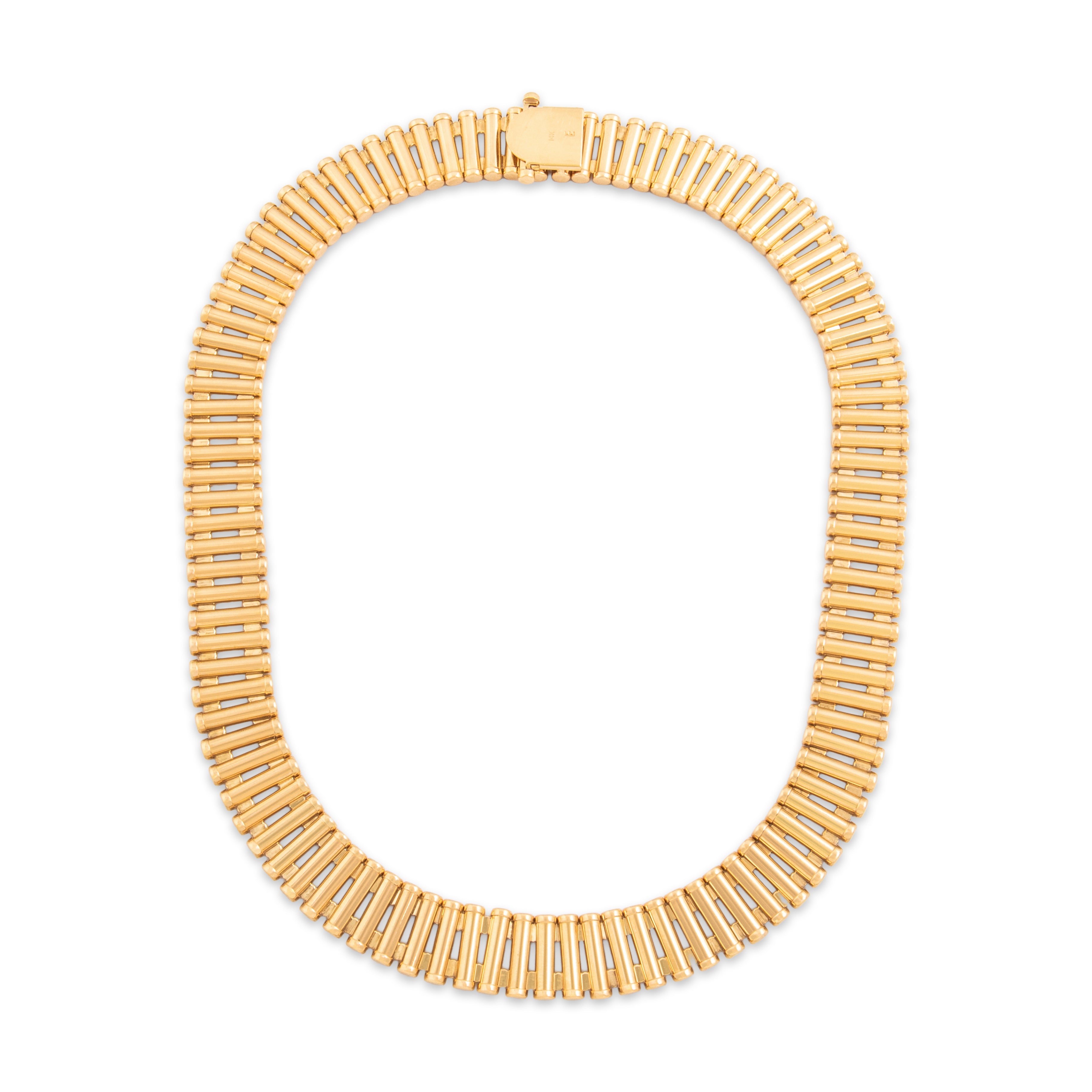 Vintage 14k Yellow Gold Chic Architectural Collar Choker Necklace - Back view