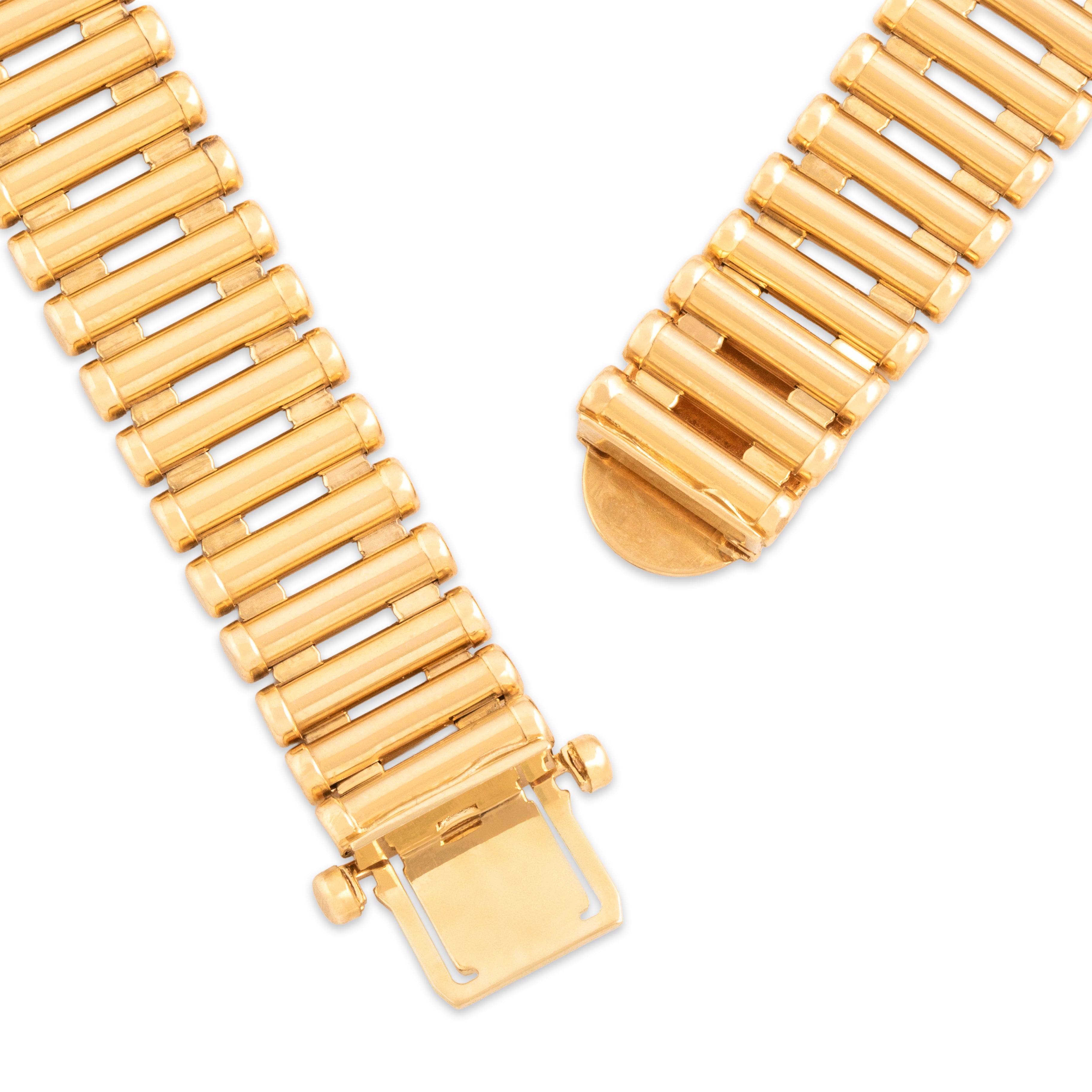 Vintage 14k Yellow Gold Chic Architectural Collar Choker Necklace 16.25