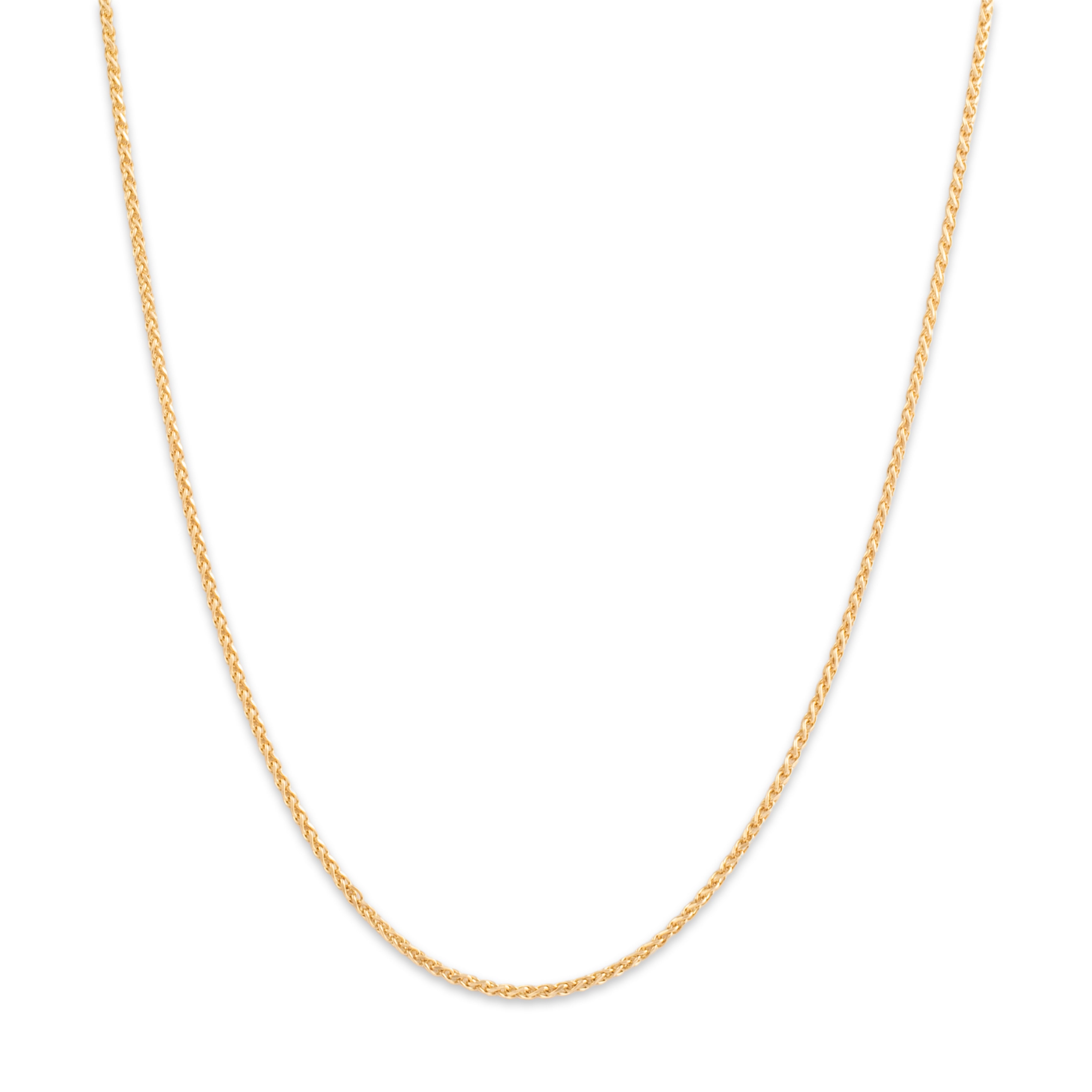 Vintage Italian 14k Yellow Gold 1.35mm Shiny Dimensional Wheat Chain - Close-up view