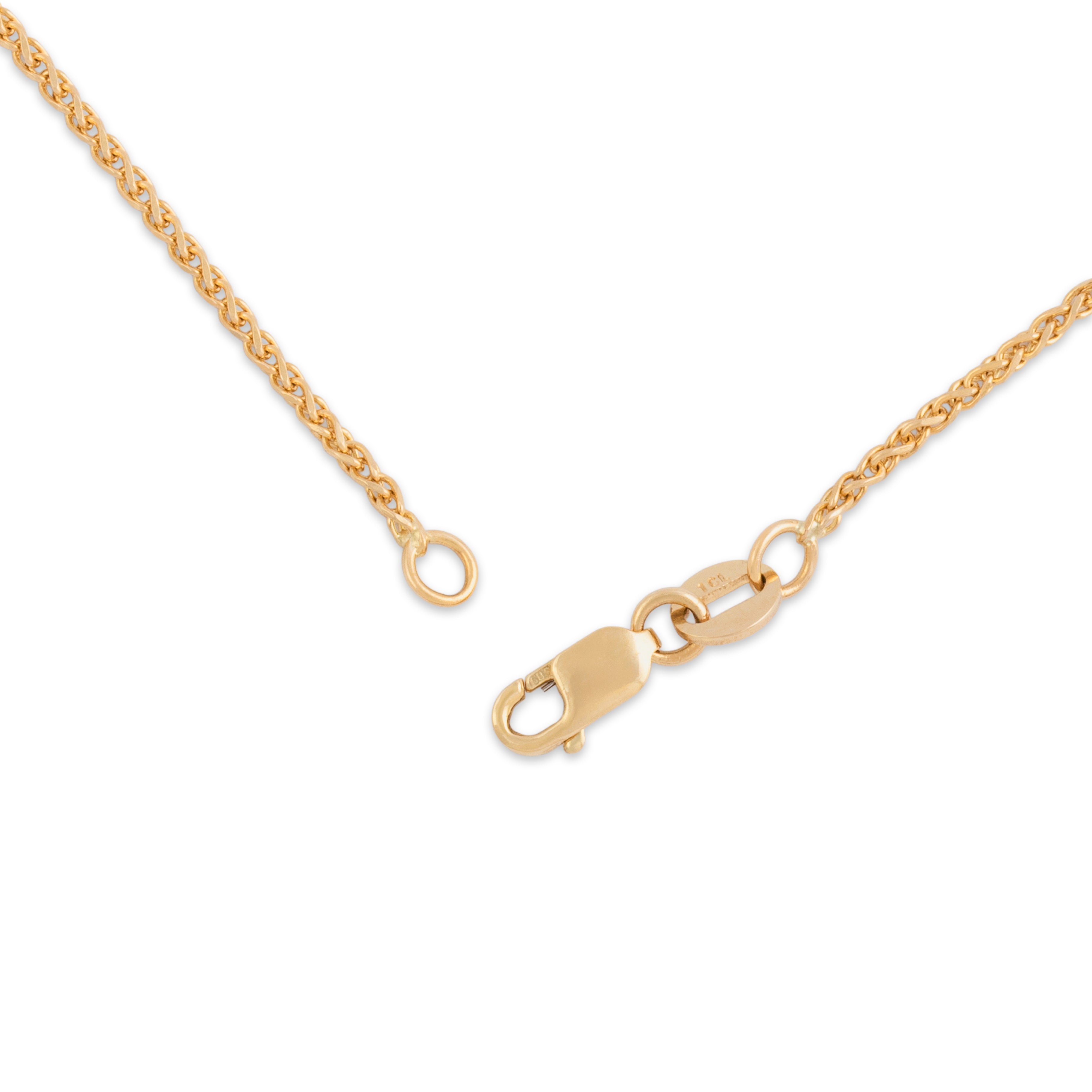 Vintage Italian 14k Yellow Gold 1.35mm Shiny Dimensional Wheat Chain - clasp view