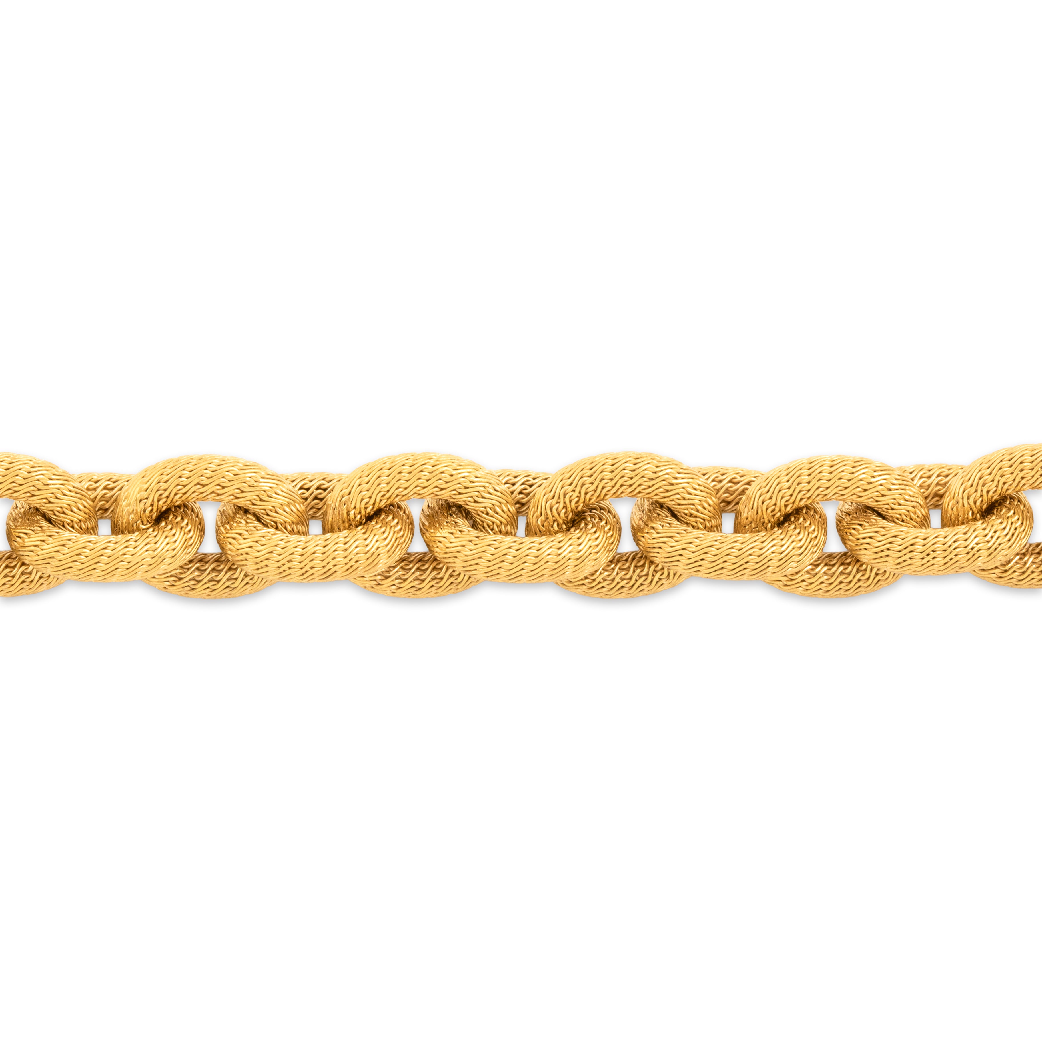Vintage Italian Heavy 18k Yellow & White Gold Chunky Textured Link Bracelet - detail view #1