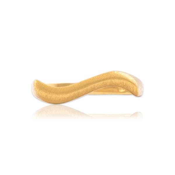 Estate Italian 18k Yellow Gold Chic Satin Wave Band Ring 7.00