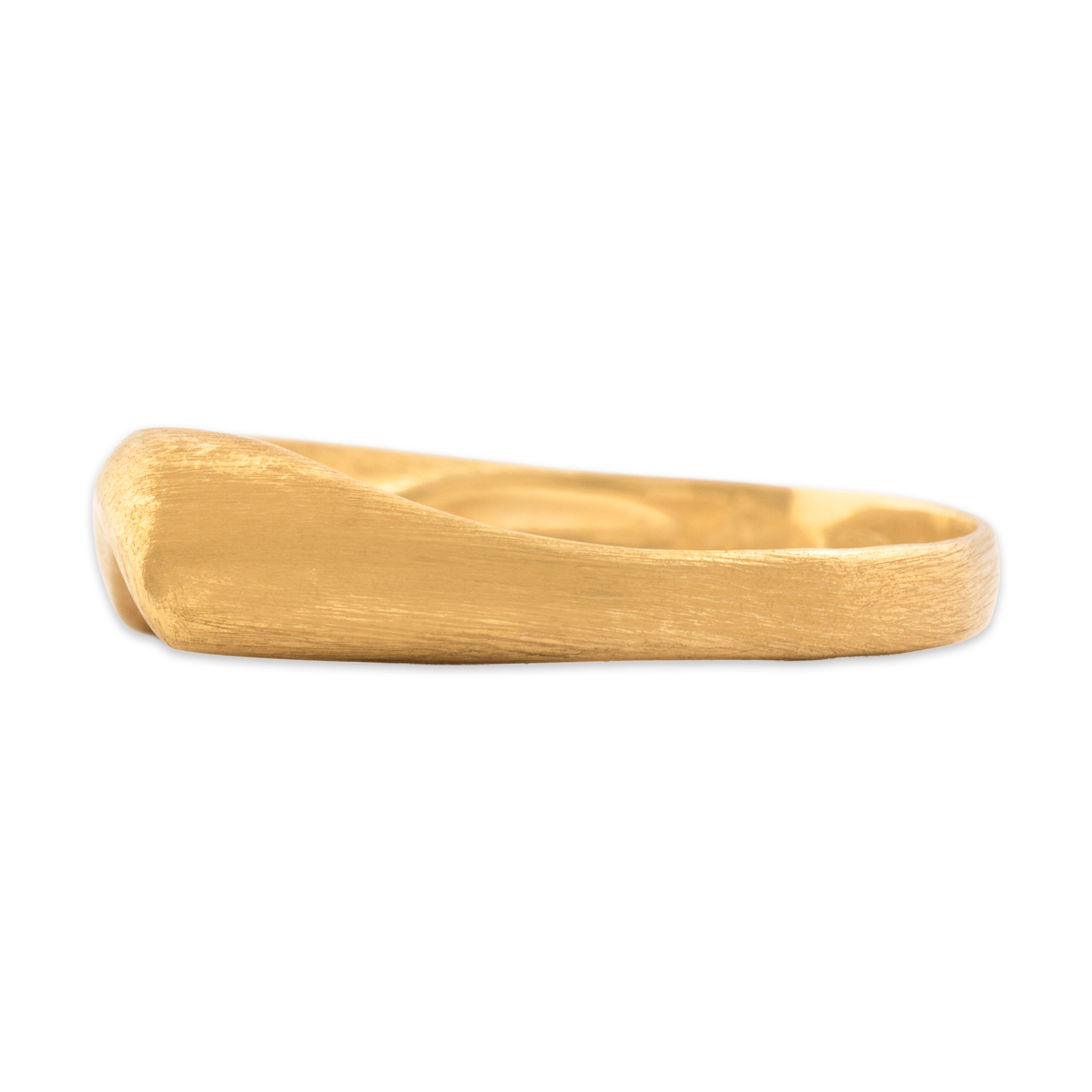 Estate Italian 18k Yellow Gold Chic Satin Wave Band Ring - Side view