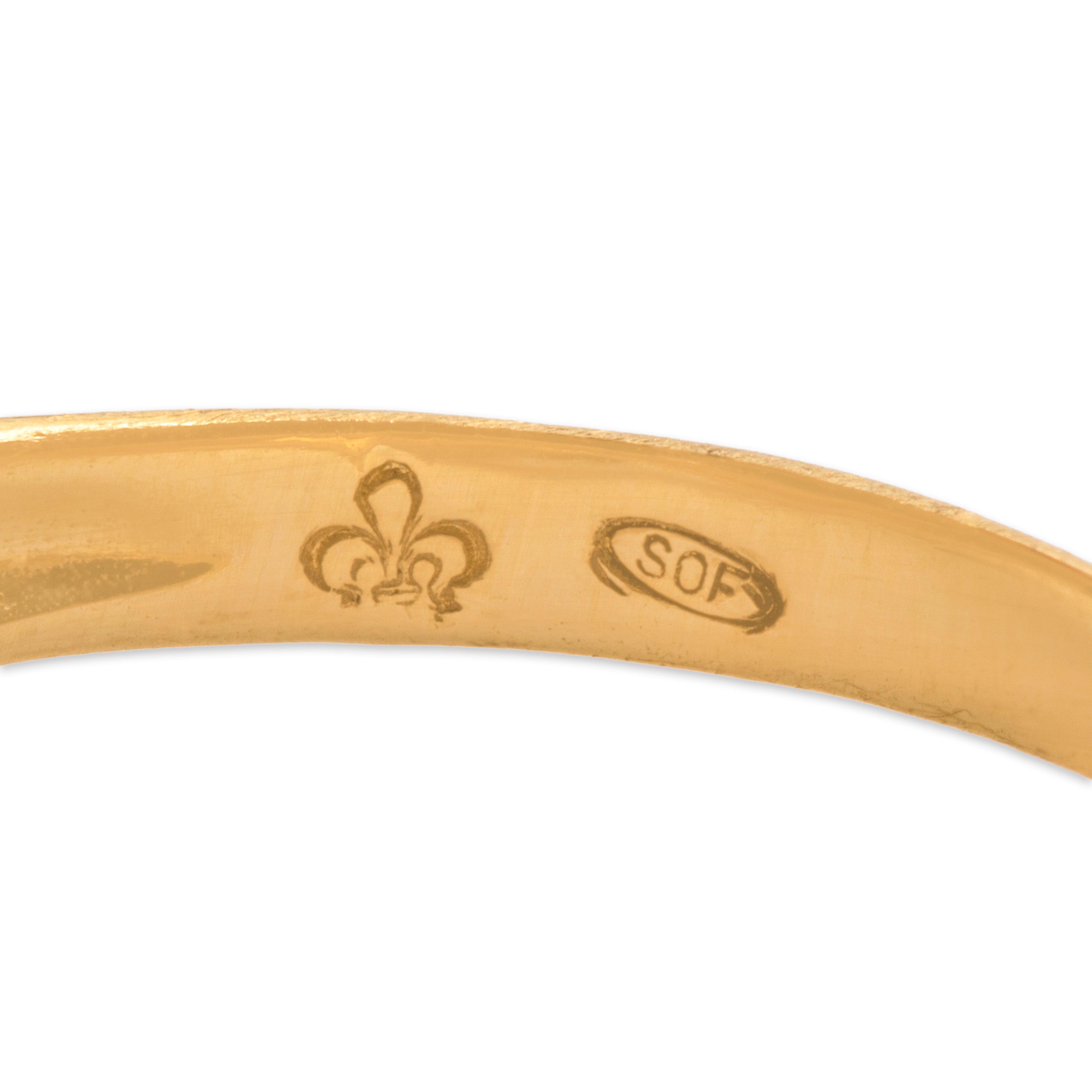 Estate Italian 18k Yellow Gold Chic Satin Wave Band Ring - Hallmark view
