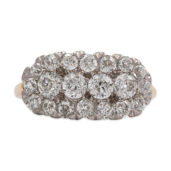 Antique 14k Yellow Gold Old Mine 1.15cttw Diamond Cluster Ring 6.25