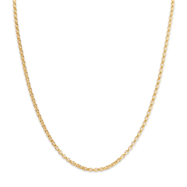 Estate 14k Yellow Gold 2.5mm Diamond-Cut Rolo Link Chain Necklace 16
