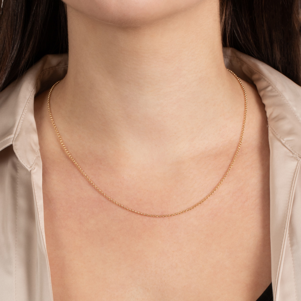 Estate 14K Yellow Gold 1.5MM Rolo Link Chain Necklace 18"