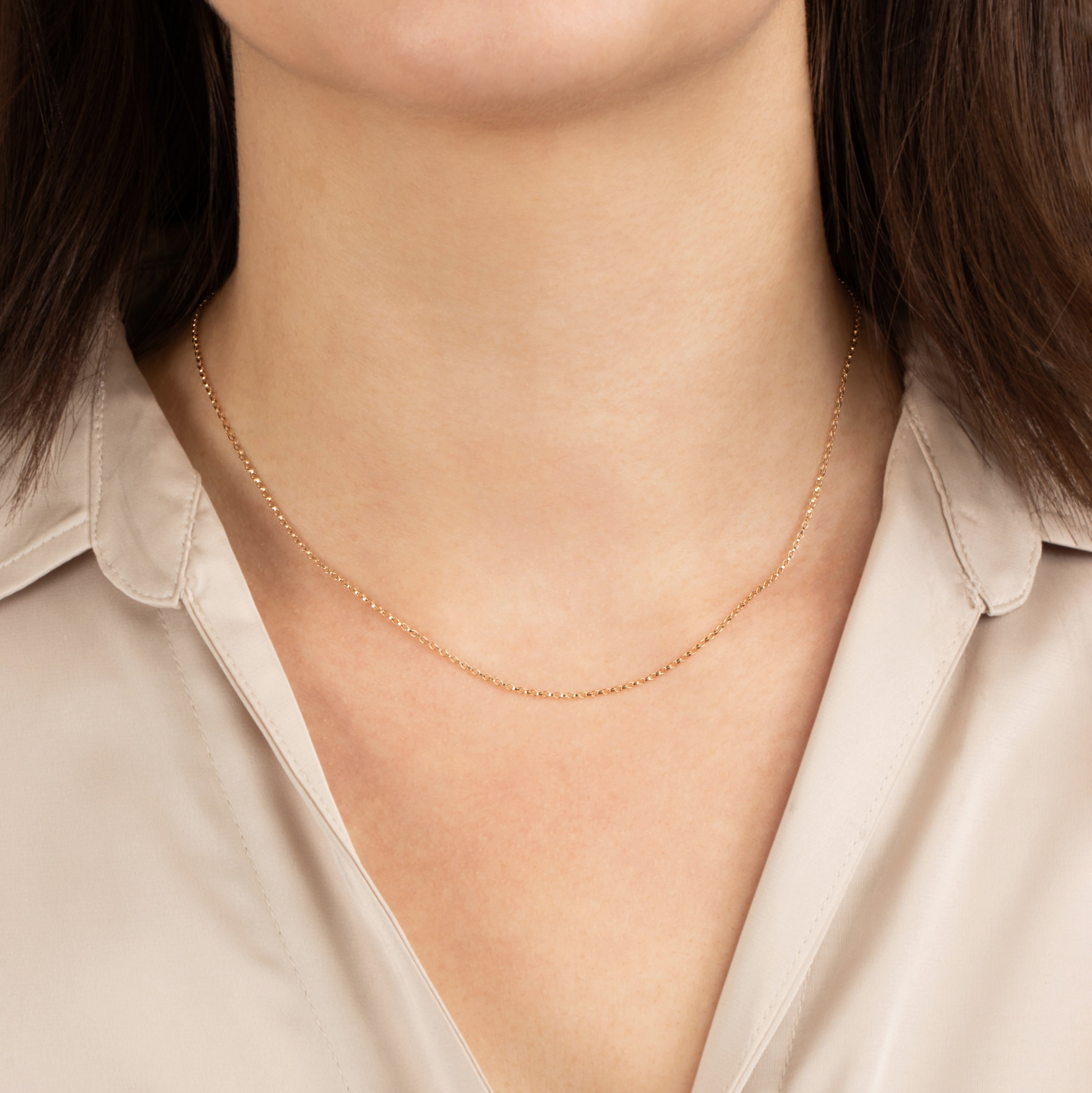 Estate 14k Yellow Gold 1.1mm Rolo Link Chain Necklace 16"