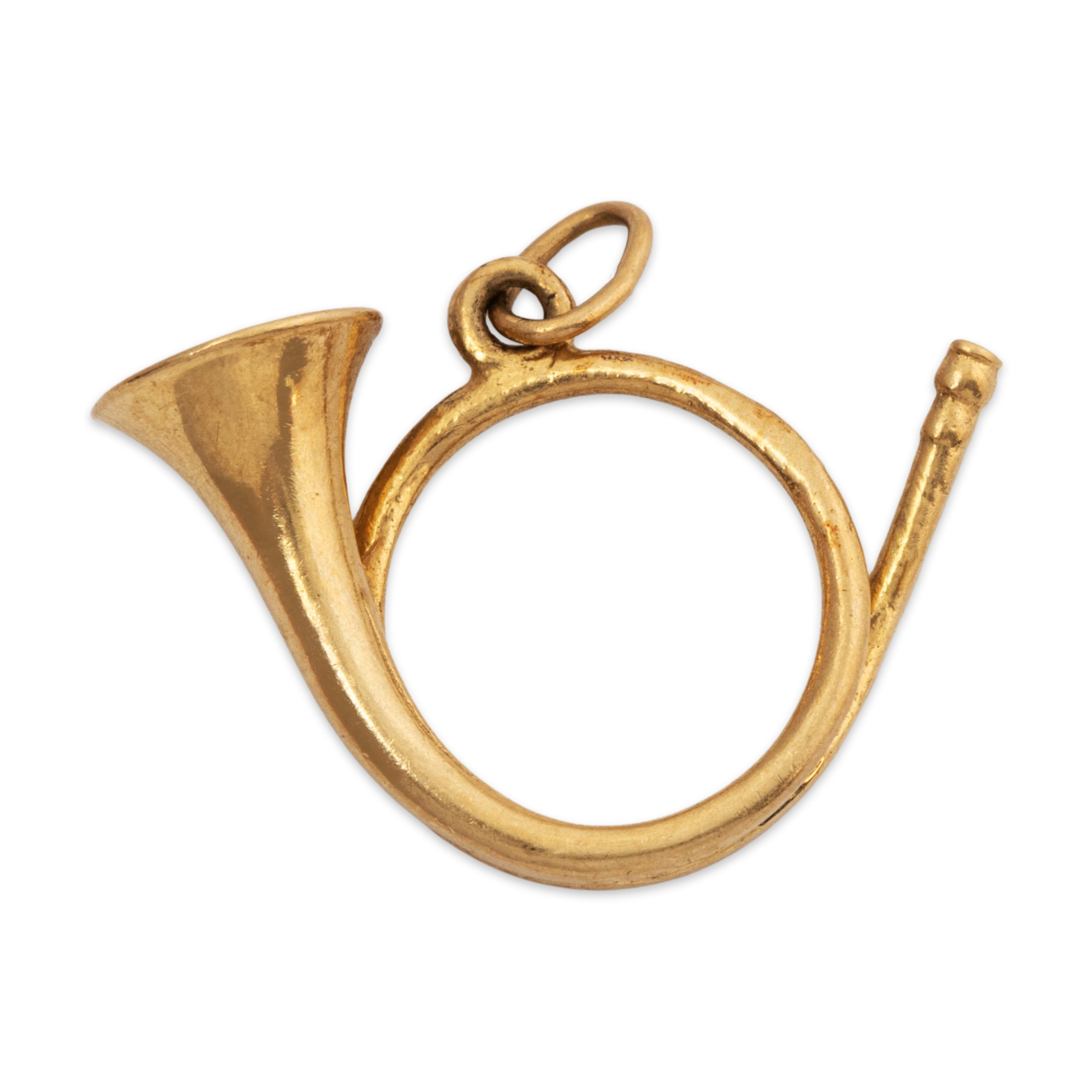 VINTAGE 14K YELLOW GOLD BUGLE HORN PENDANT / CHARM Abbott & Oaks