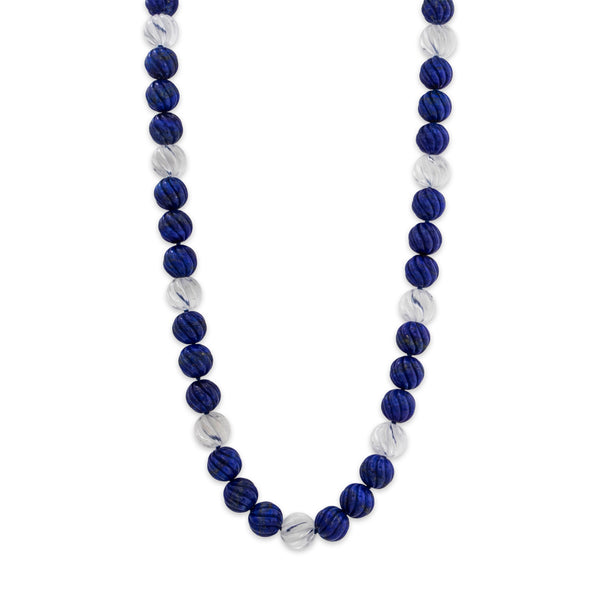 Abbott & Oaks 18k Yellow Gold Carved Lapis Crystal Necklace 24.5