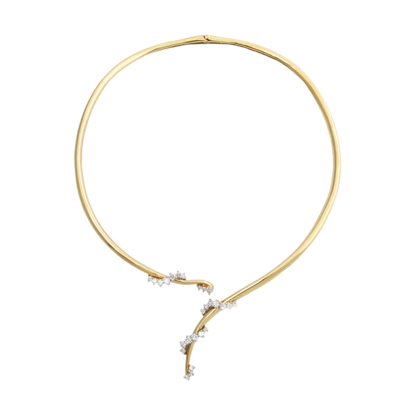 Vintage 14k Yellow Gold 1.84cttw Diamond Glittering Collar Necklace 14.5