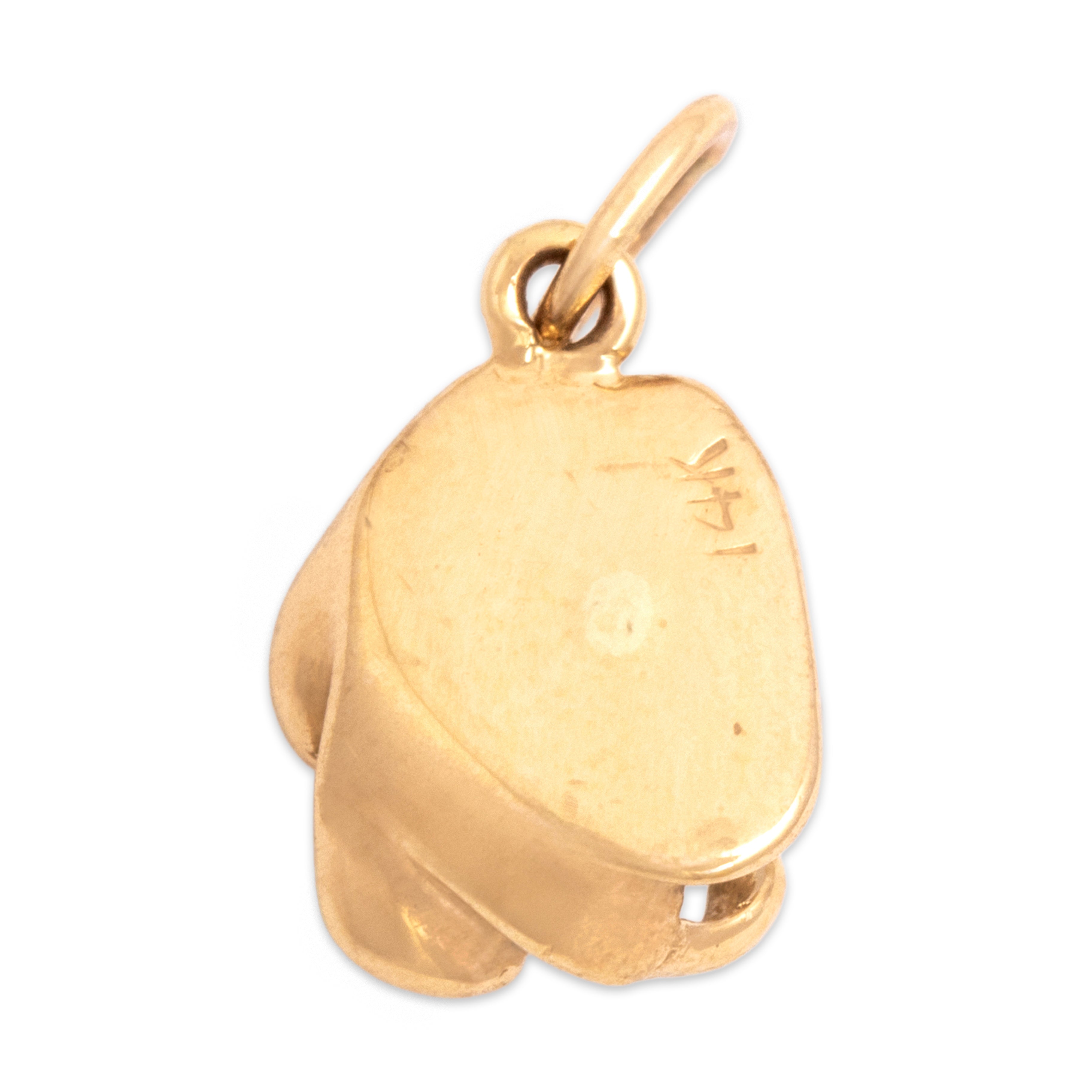 Antique Small 14k Yellow Gold Baroque Pearl Freeform Claw Charm / Pendant - Back view