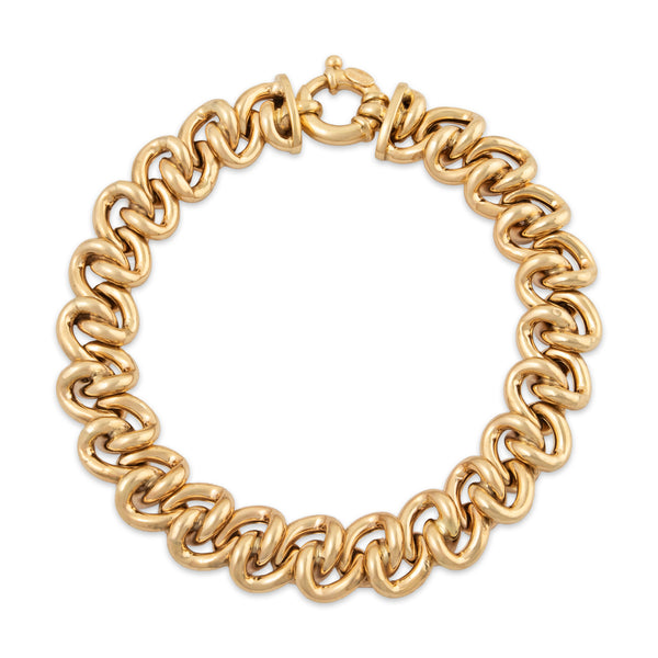 Bold Vintage Italian 14k Yellow Gold Twisted Statement Bracelet 7
