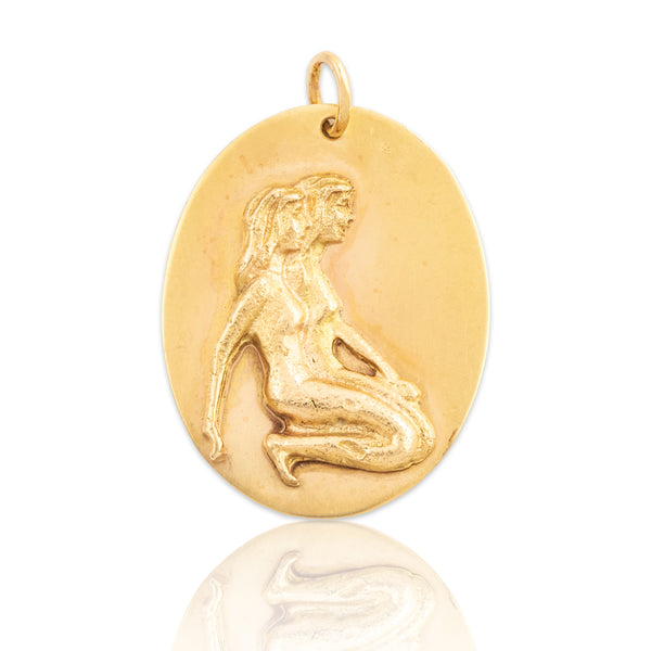 Vintage 10k Yellow Gold Figural Gemini Zodiac Charm Pendant