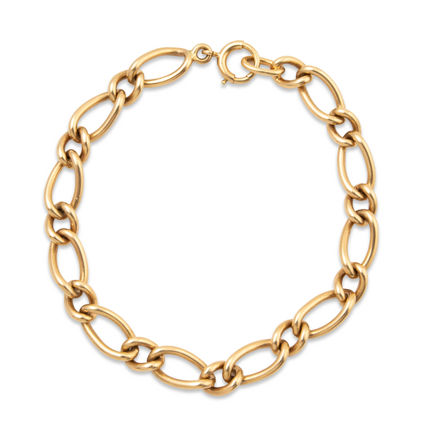 Heavy Vintage 14k Yellow Gold Cable Links Charm Bracelet 6.25