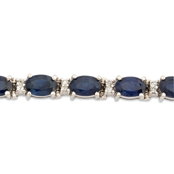 Vintage 14k White Gold 10.5cttw Sapphire .336cttw Diamond Tennis Bracelet 6.75
