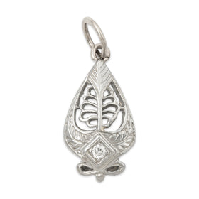 Antique 14k White Gold Diamond Art Deco Charm Pendant