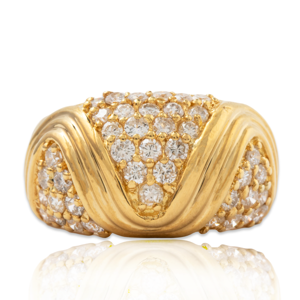 Vintage Heavy 18k Yellow Gold 1.03cttw Diamond Sinuous Ring 6.5