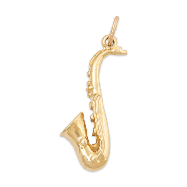 Vintage 14k Yellow Gold Saxophone Pendant / Charm