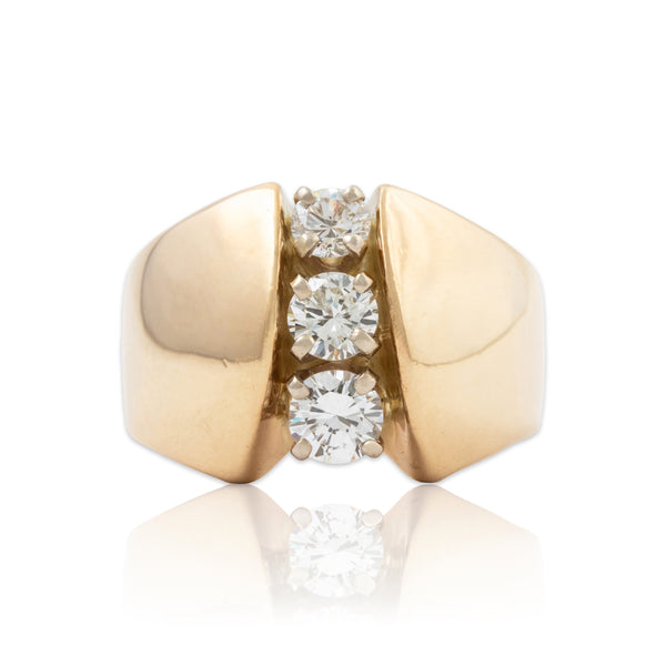 Vintage Heavy 14k Yellow Gold .645cttw Diamond Stoplight Brilliance Ring 5.75