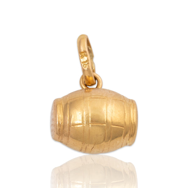Vintage 18k Yellow Gold Barrel Charm / Pendant