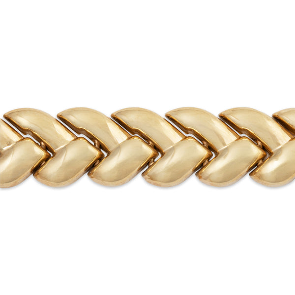 Vintage 14k Yellow Gold Chevron Link Bracelet 7
