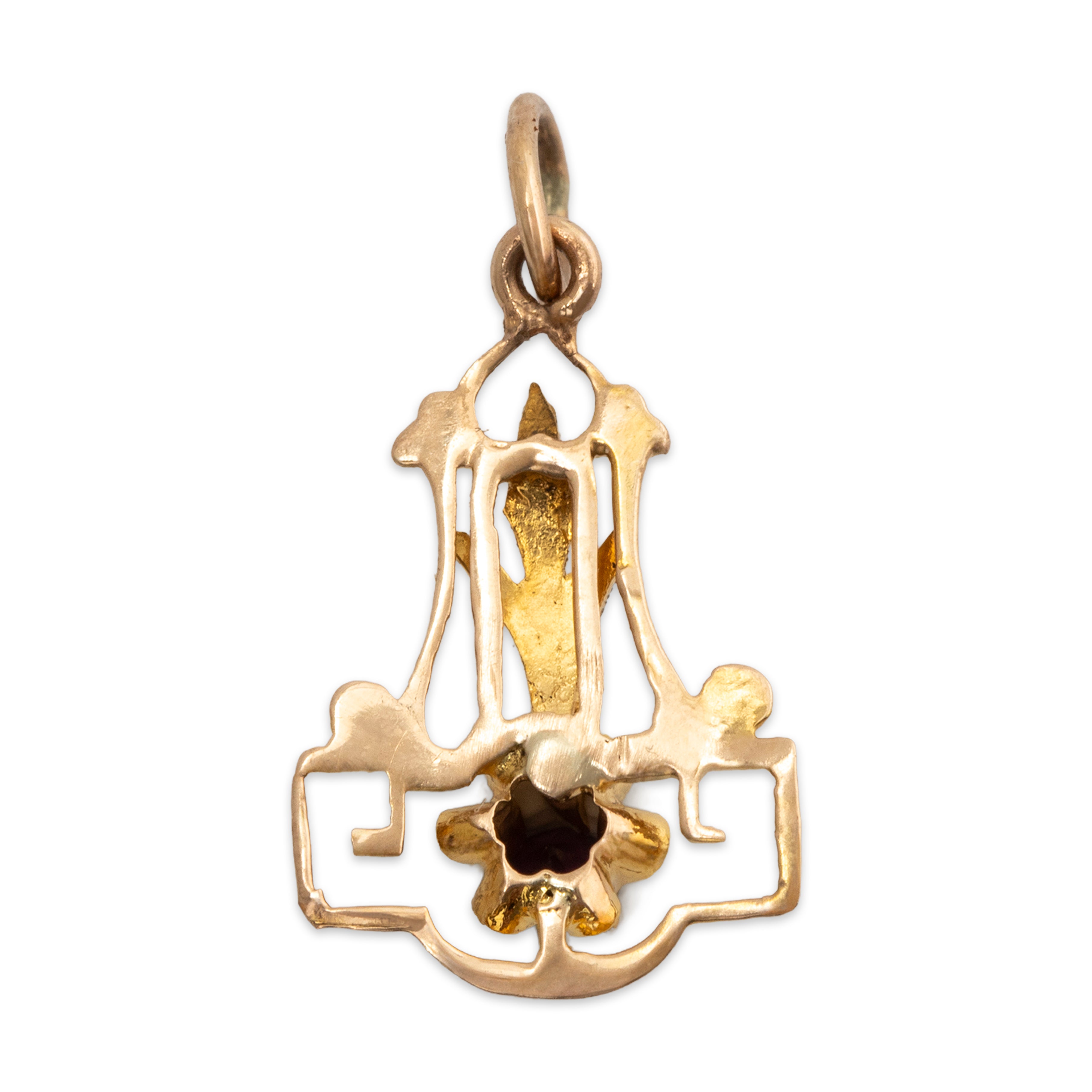 Antique Lightweight Art Deco 14k Yellow Gold Amethyst Buttercup Charm / Pendant