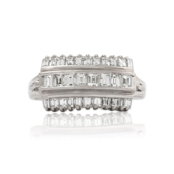 Vintage Platinum 1cttw Diamond Channels of Light Statement Ring 7.25