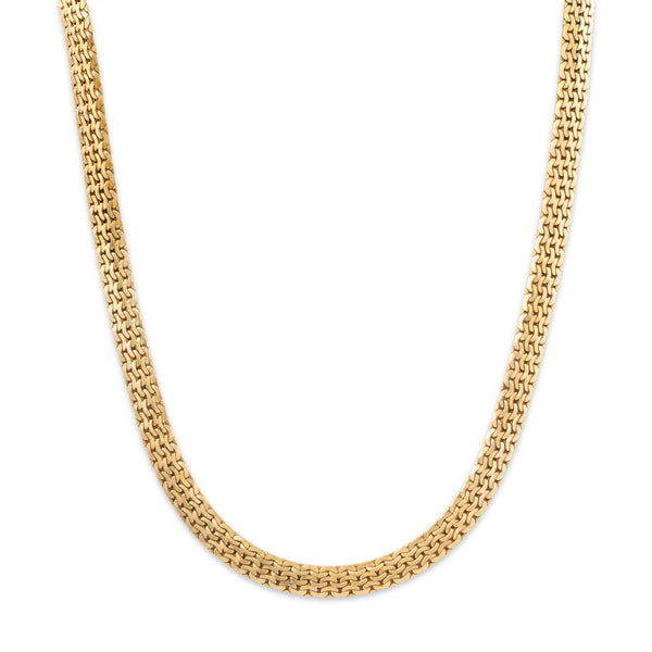 Vintage Italian 14k Yellow Gold Interlocking Chain Statement Necklace 17