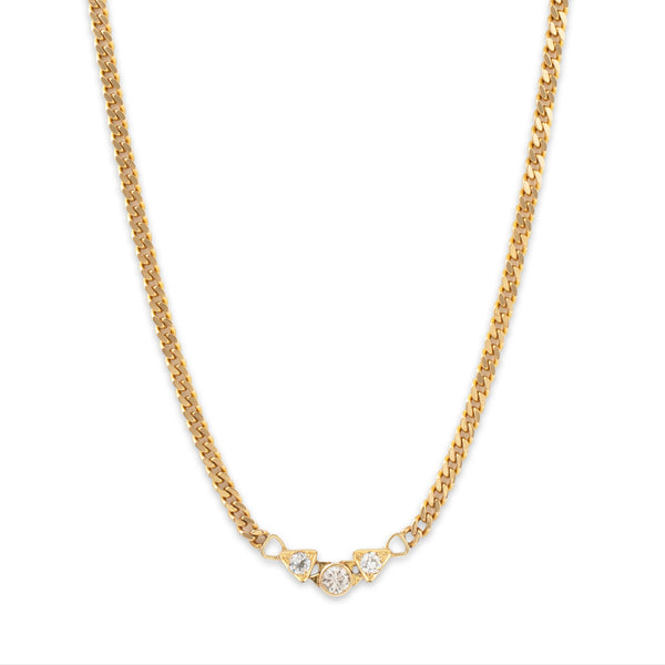 Vintage Italian 14k Yellow Gold 1.1cttw Old Mine Diamond Curb Link Necklace 19