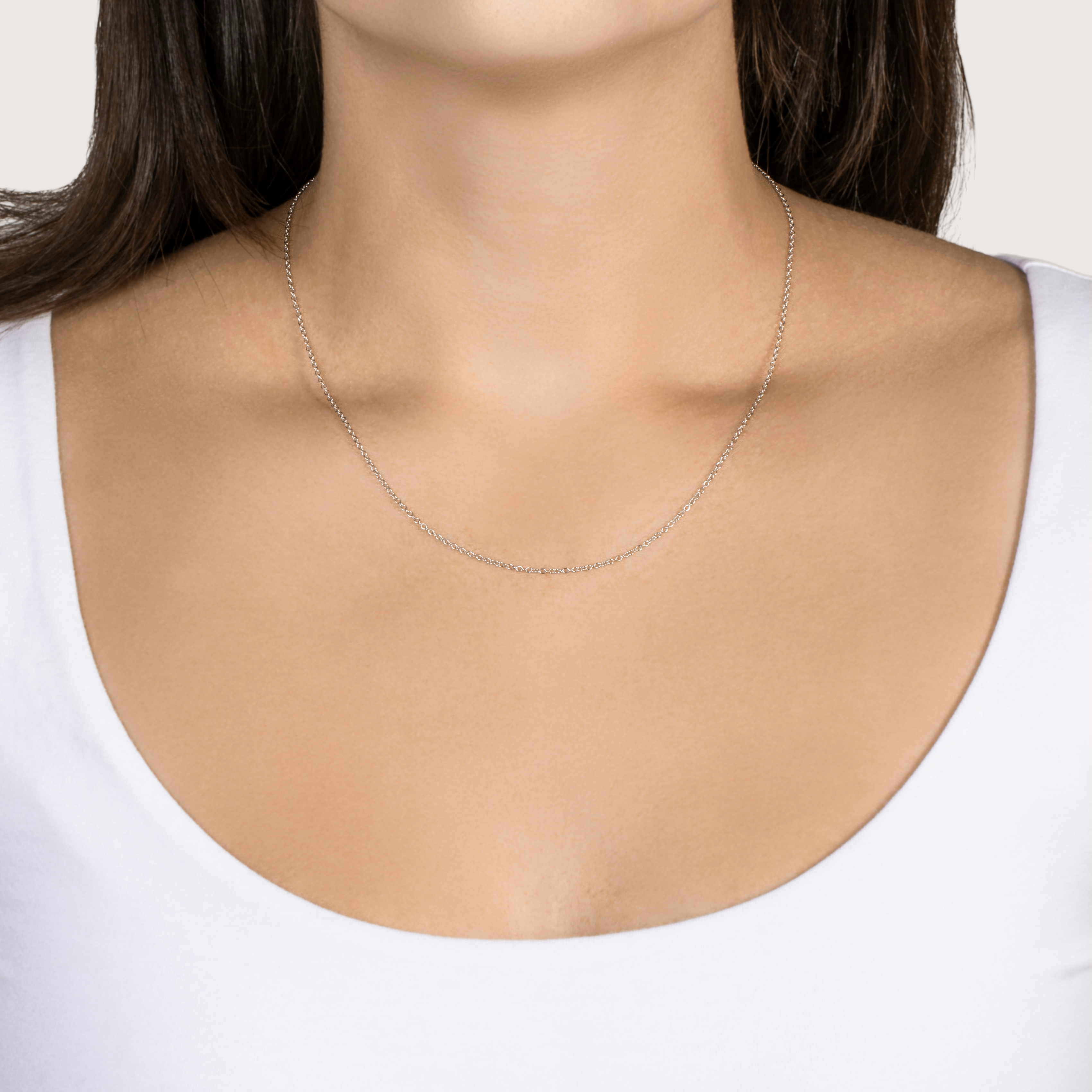 14k White Gold Cable 1.3mm Chain 16-18