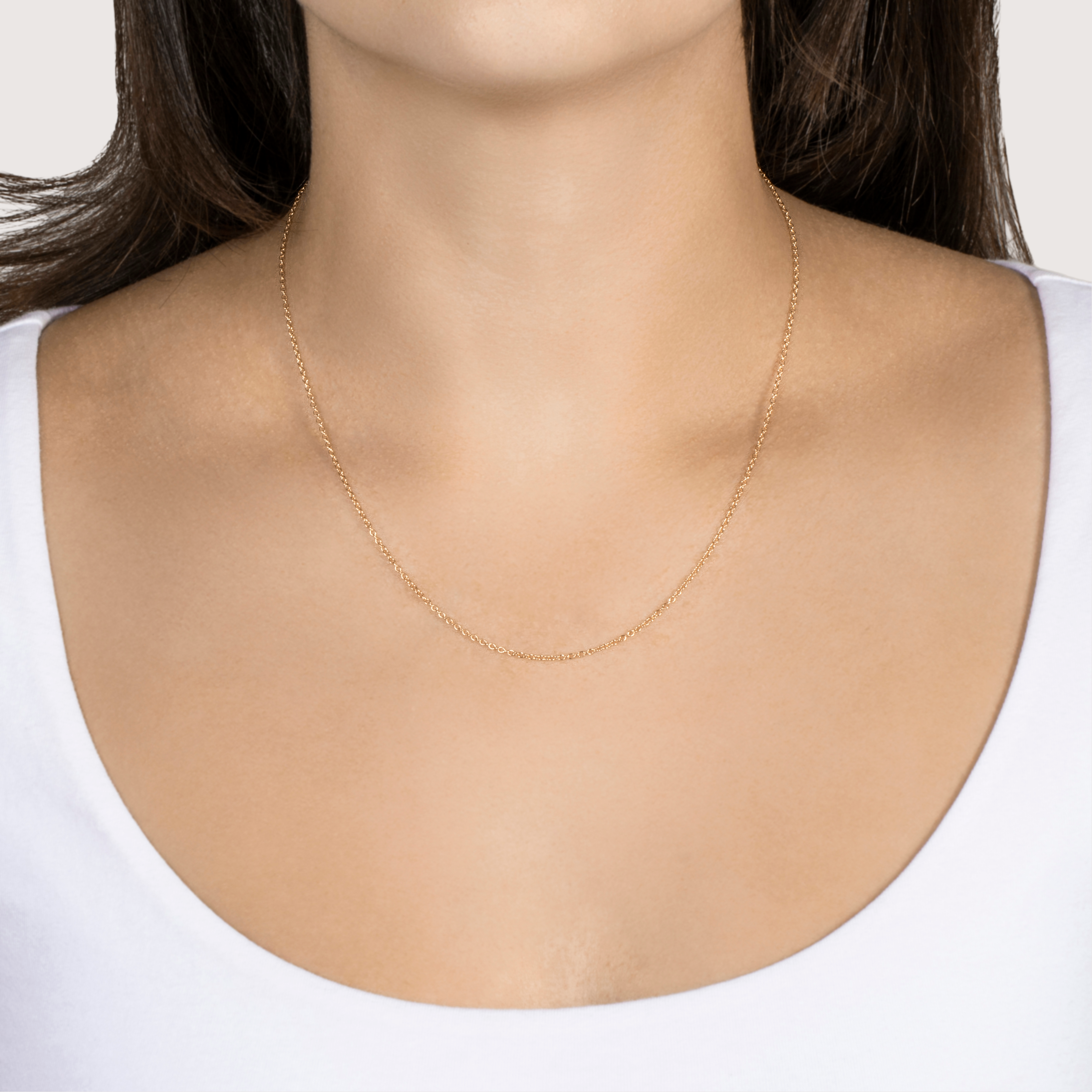 14k Yellow Gold Cable 1.3mm Chain 16-18