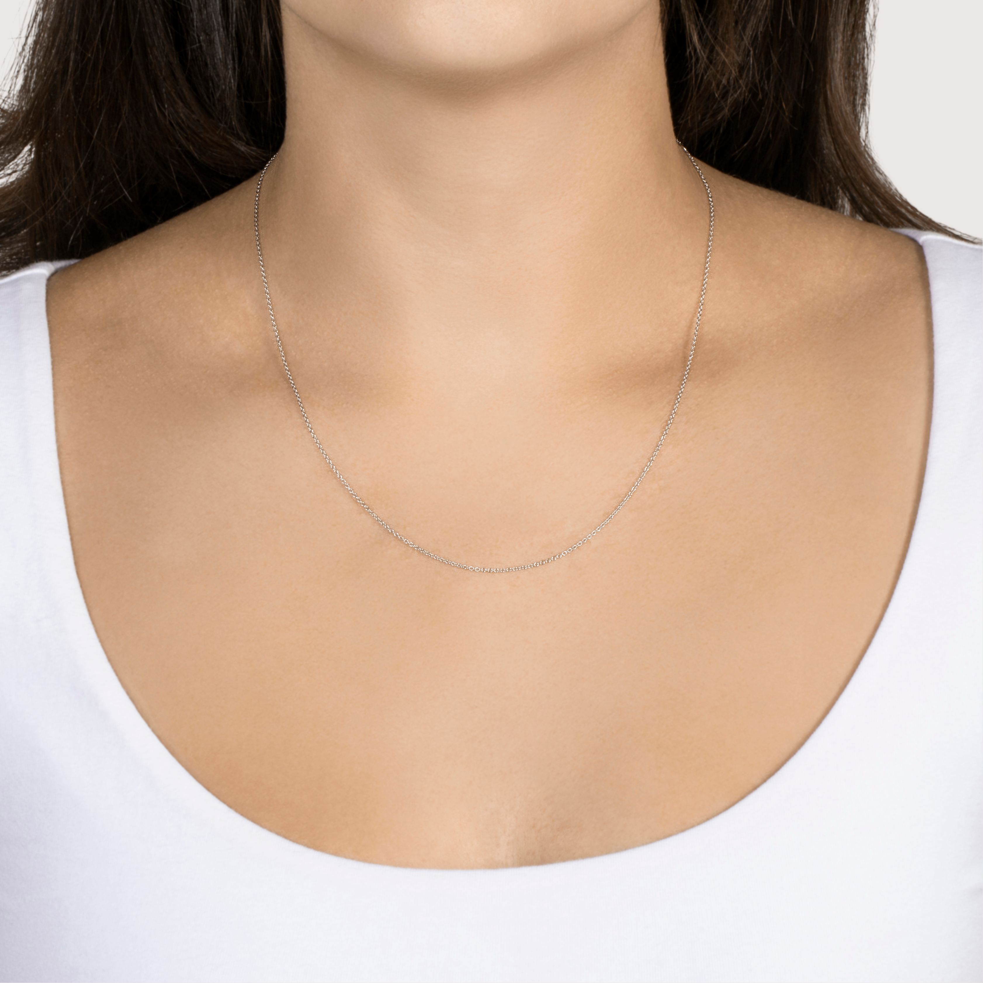 14k White Gold Cable 1mm Chain 16-18