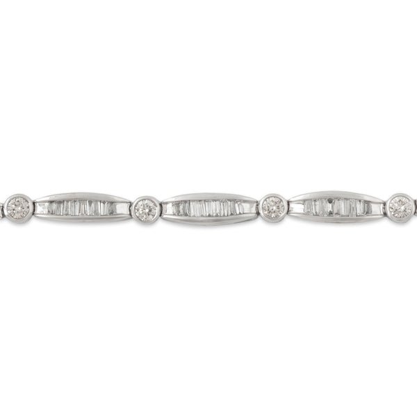 Vintage 14k White Gold 2cttw Diamond Dazzling Channels Station Bracelet 7