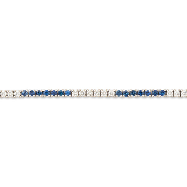 Vintage 14k White Gold 1.68cttw Sapphire 1.26cttw Diamond Tennis Bracelet 7