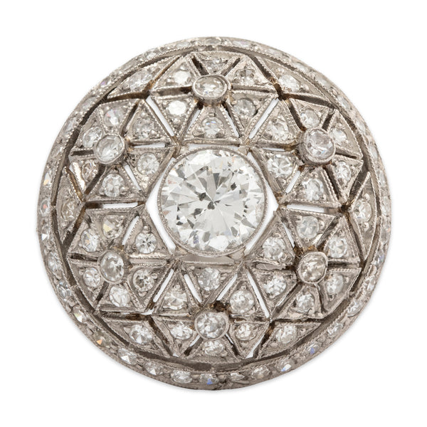 Antique Platinum 1.64cttw Diamond Art Deco Dome Ring 7.5