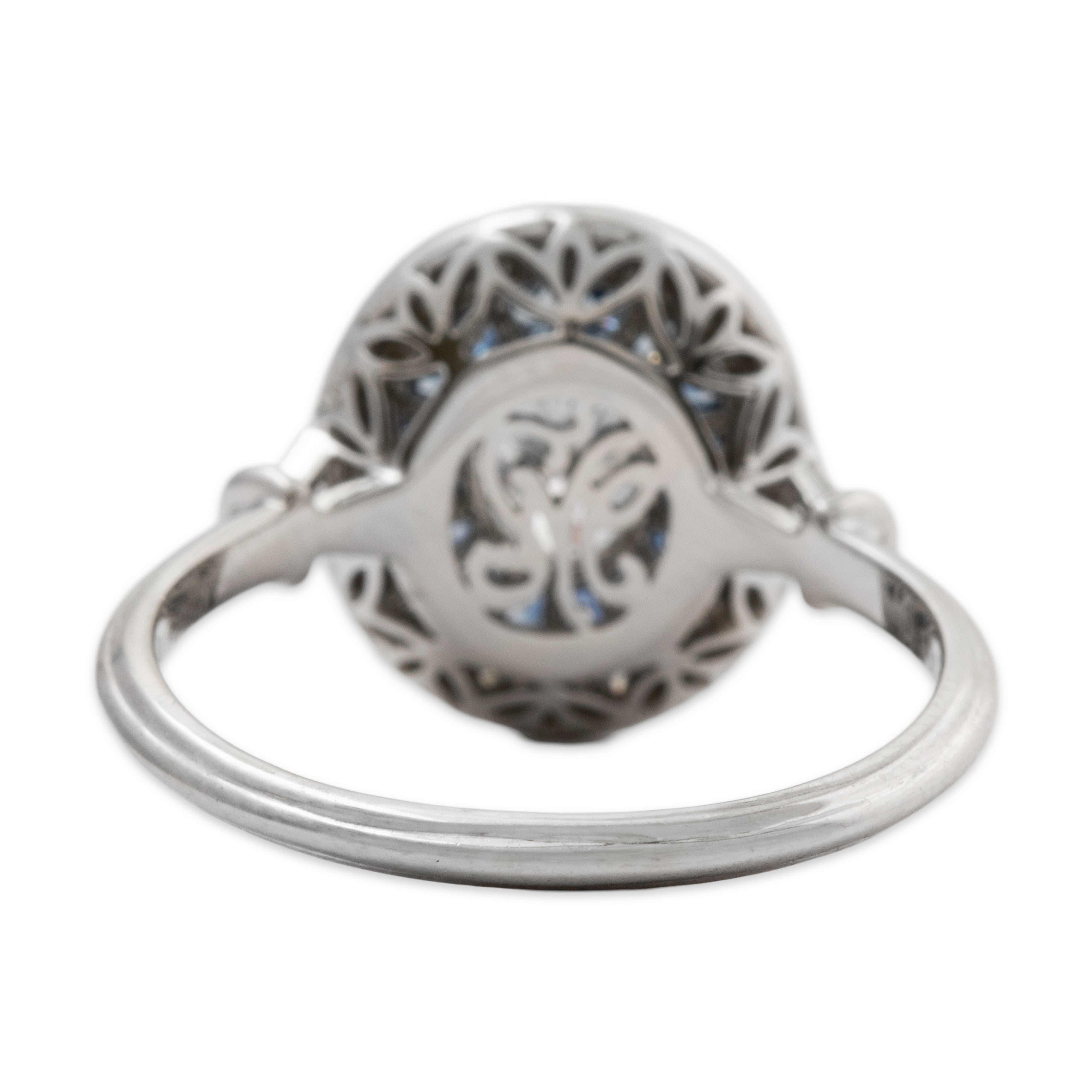Abbott & Oaks Platinum .5ct Diamond Sapphire Halo Of Lights Ring 6.25
