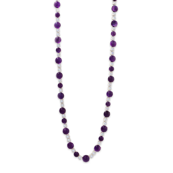 Abbott & Oaks 18k White Gold 281cttw Amethyst Moonstone Necklace 32