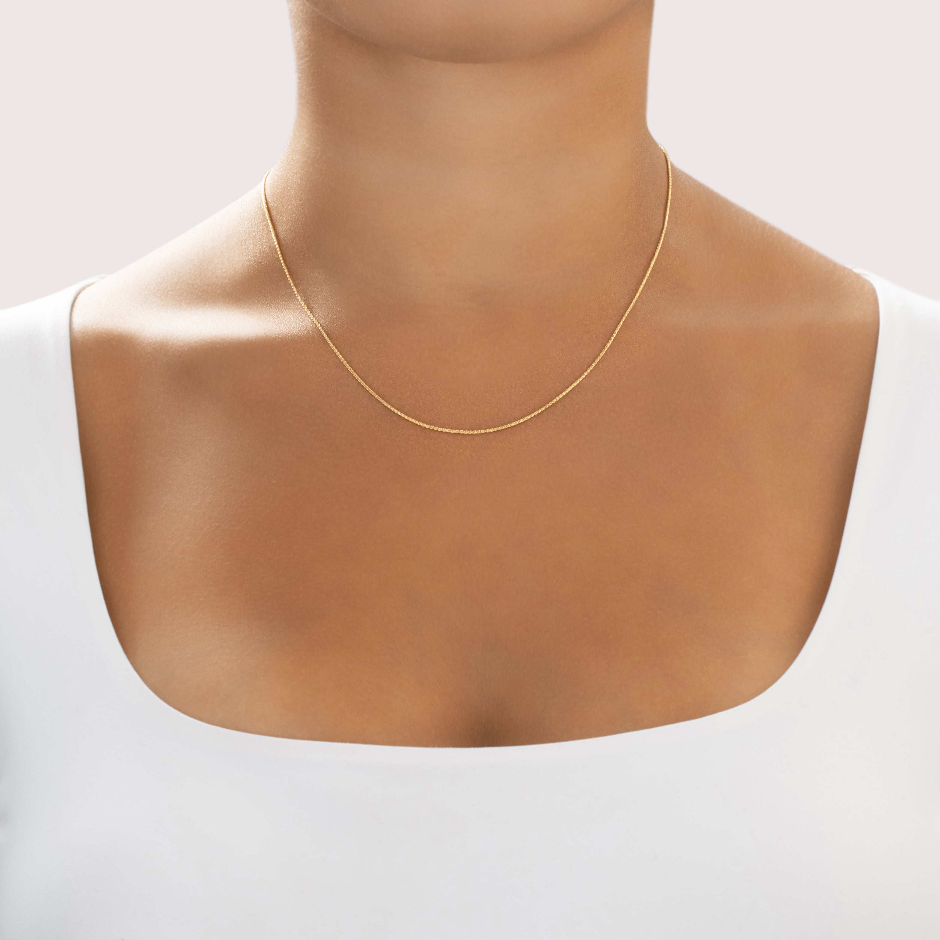 Estate 14k Yellow Gold 1mm Wheat Chain 18