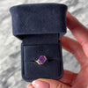 Vintage 10k Yellow Gold 2.8ct Purple Synthetic Sapphire Square Bypass Ring - Video showing the piece