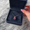 Estate 14k Rose Gold 1.96ct Pink Garnet White Diamond Champagne Diamond Sparkling Checkerboard Cushion Pendant - Video showing the piece