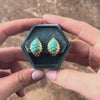 Vintage 18k Yellow & White Gold 3.8cttw Turquoise Cross-Hatched Etched Leaf Omega-Back Earrings - Video showing the piece