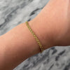 Vintage Italian 14k Yellow Gold Sleek Flat Link Chain Bracelet 7