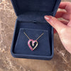 Vintage 14k Yellow Gold 1.61cttw Ruby Diamond Swooping Heart Slide Pendant - Video showing the piece