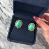 Vintage Large 12k Yellow Gold 25.88cttw Turquoise Brutalist Loop Framed Cabochon Omega-Back Earrings - Video showing the piece