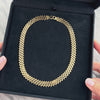 Vintage Substantial Italian 14k Yellow Gold Lattice-Link Collar Necklace 16.25