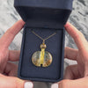 Vintage 14k & 22k Yellow Gold Green-Orange Jasper Orange Moss Agate Striking Artistic Bamboo Detail Pendant - Video showing the piece