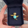 Vintage 18k Yellow Gold 9.21ct Turquoise Diamond Blue Sapphire Fabulous Adorable Figural Bird Brooch / Pin - Video showing the piece