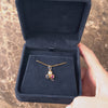 Antique Victorian 14k Rosy Yellow Gold Blue Sapphire Ruby Old Mine Diamond Pendant