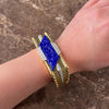 Estate Heavy 18k Yellow Gold & Platinum Lapis Lazuli 2.59cttw Diamond Incredible Hammered Carved Detail Cuff Bracelet - Video showing the piece